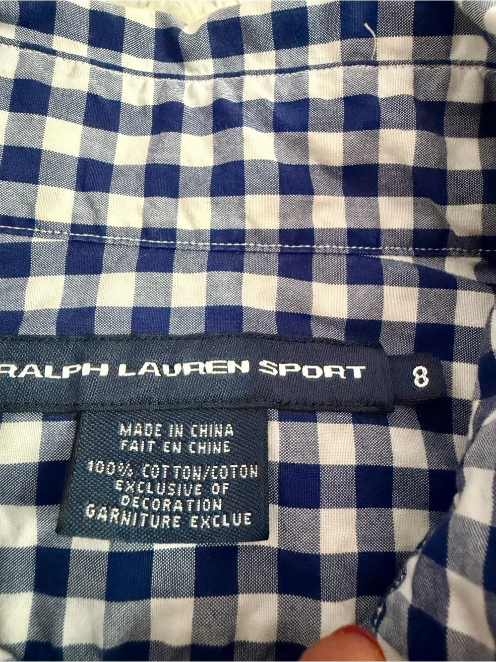Ralph Lauren Blue and White Gingham Button-Down Shirt